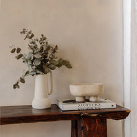 CoTHEORY | MUSE FOOTED OVAL TRAY - BEIGE TRAVERTINE