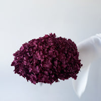 PRESERVED HYDRANGEA STEM I BURGUNDY I SMALL-LEAF