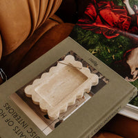 CoTHEORY | PALAZZO SCALLOPED TRAY & INCENSE HOLDER - BEIGE TRAVERTINE