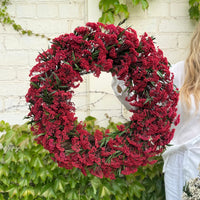 PRESERVED RICE FLOWER CHRISTMAS WREATH | DEEP RED