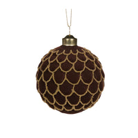 BROWN SCALLOPED VELVET BAUBLE