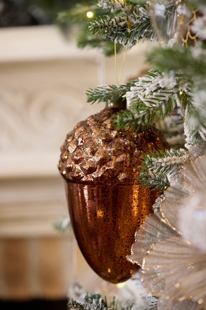METALLIC COPPER ACORN BAUBLE