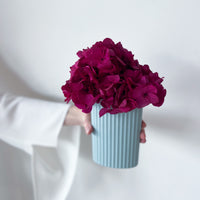 MINI RIPPLE VASE AND PRESERVED HYDRANGEA ARRANGEMENT - LIGHT BLUE X PINK