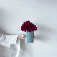 MINI RIPPLE VASE AND PRESERVED HYDRANGEA ARRANGEMENT - LIGHT BLUE X PINK