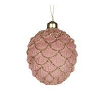 PINK GLITTERED PINECONE BAUBLE