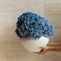 CHARLOTTE GREY-BLUE PRESERVED HYDRANGEAS IN THEO VASE