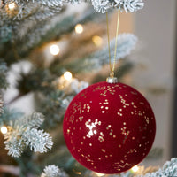 RED VELEVET SPECKLE BAUBLE