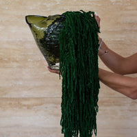 NICOLA emerald preserved amaranthus in Lashay bowl green, held to show scale
