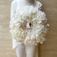 PRESERVED LARGE-LEAF HYDRANGEA CHRISTMAS WREATH - MINI WHITE