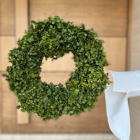 PRESERVED HYDRANGEA CHRISTMAS WREATH - LARGE OLIVE GREEN
