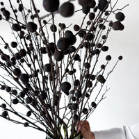 OLIVE | FAUX BERRY POD BRANCHES EN MASSE IN YAFEU VESSEL TALL GREEN