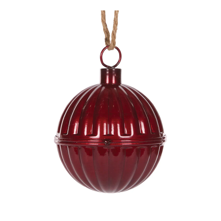 14 CM RIBBED BURGUNDY BELL