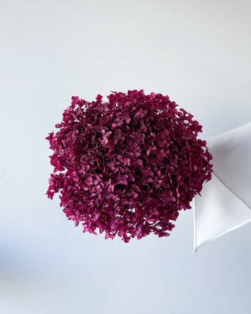 PRESERVED HYDRANGEA STEM I DEEP FUCHSIA I SMALL-LEAF