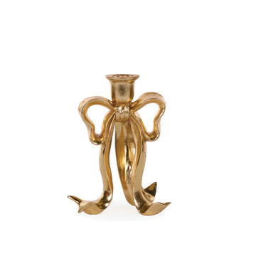 20 CM GILDED BOW CANDLE HOLDER