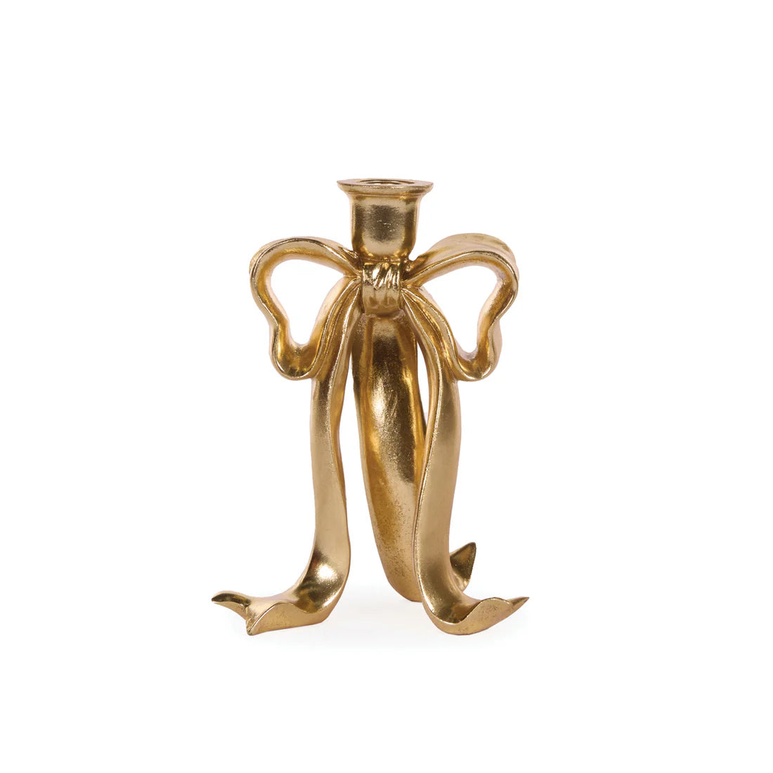 23 CM GILDED BOW CANDLE HOLDER