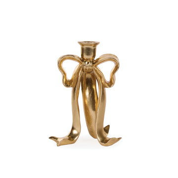 23 CM GILDED BOW CANDLE HOLDER