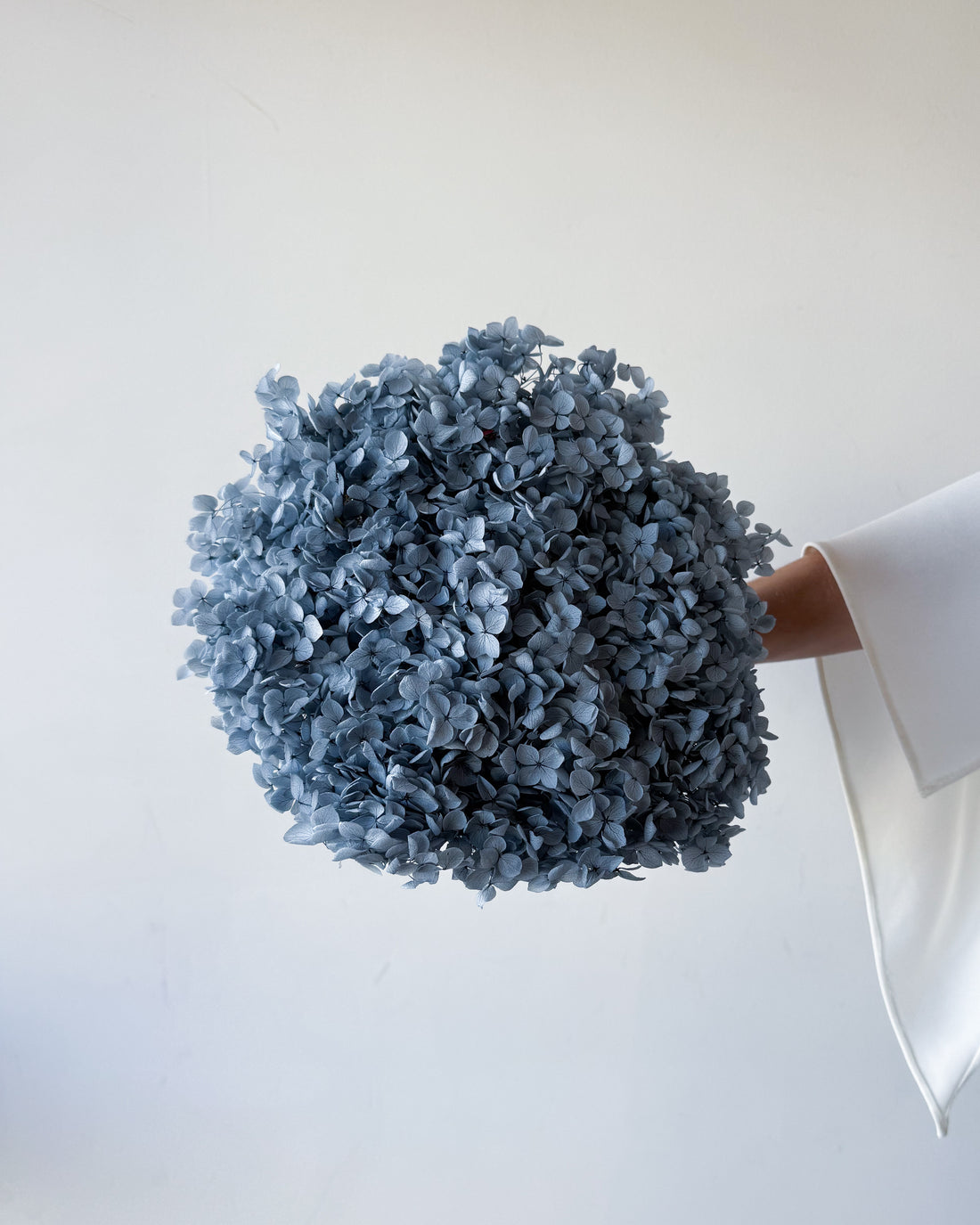 PRESERVED HYDRANGEA STEM I GREY-BLUE I SMALL-LEAF
