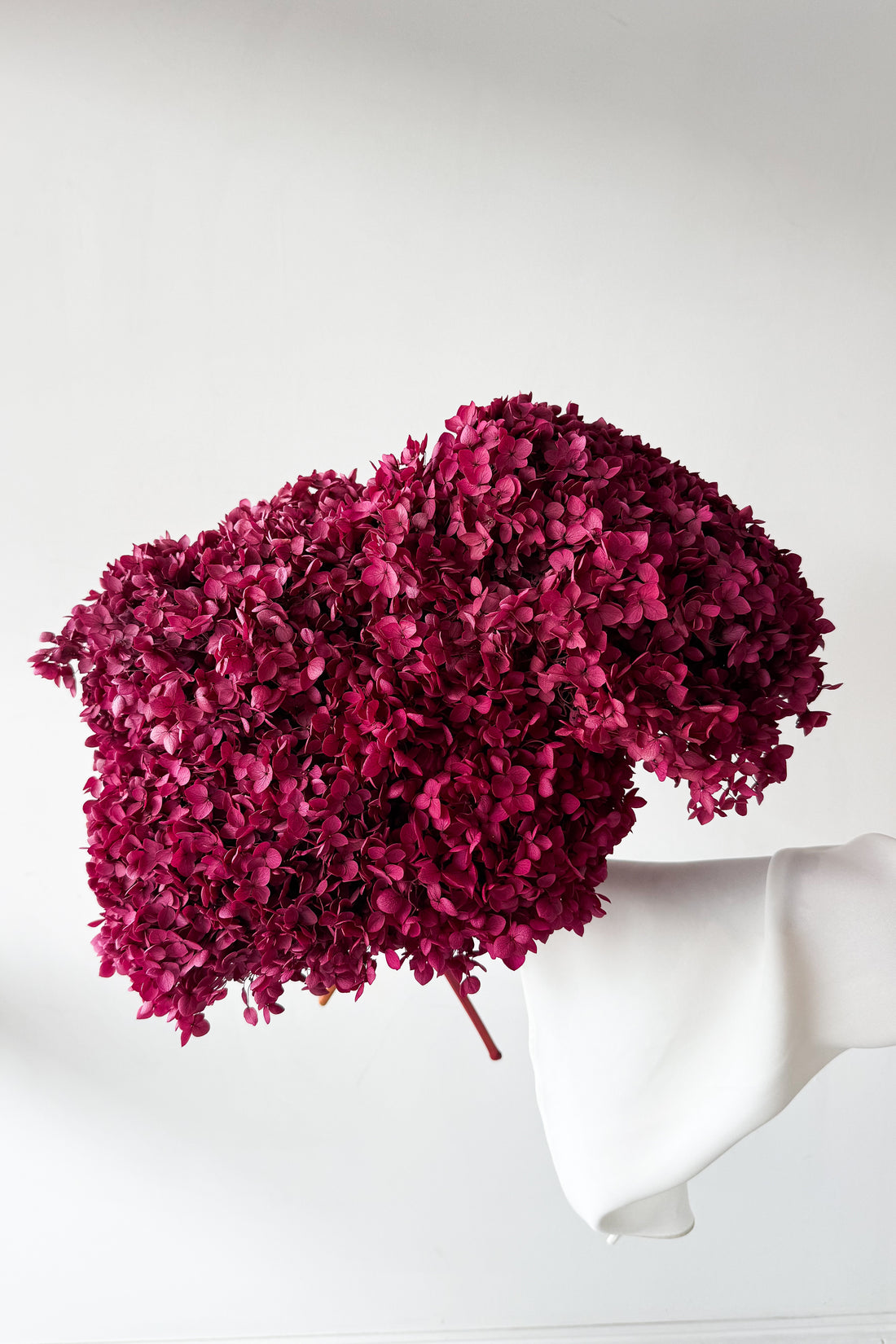 PRESERVED HYDRANGEA STEM I DEEP FUCHSIA I SMALL-LEAF