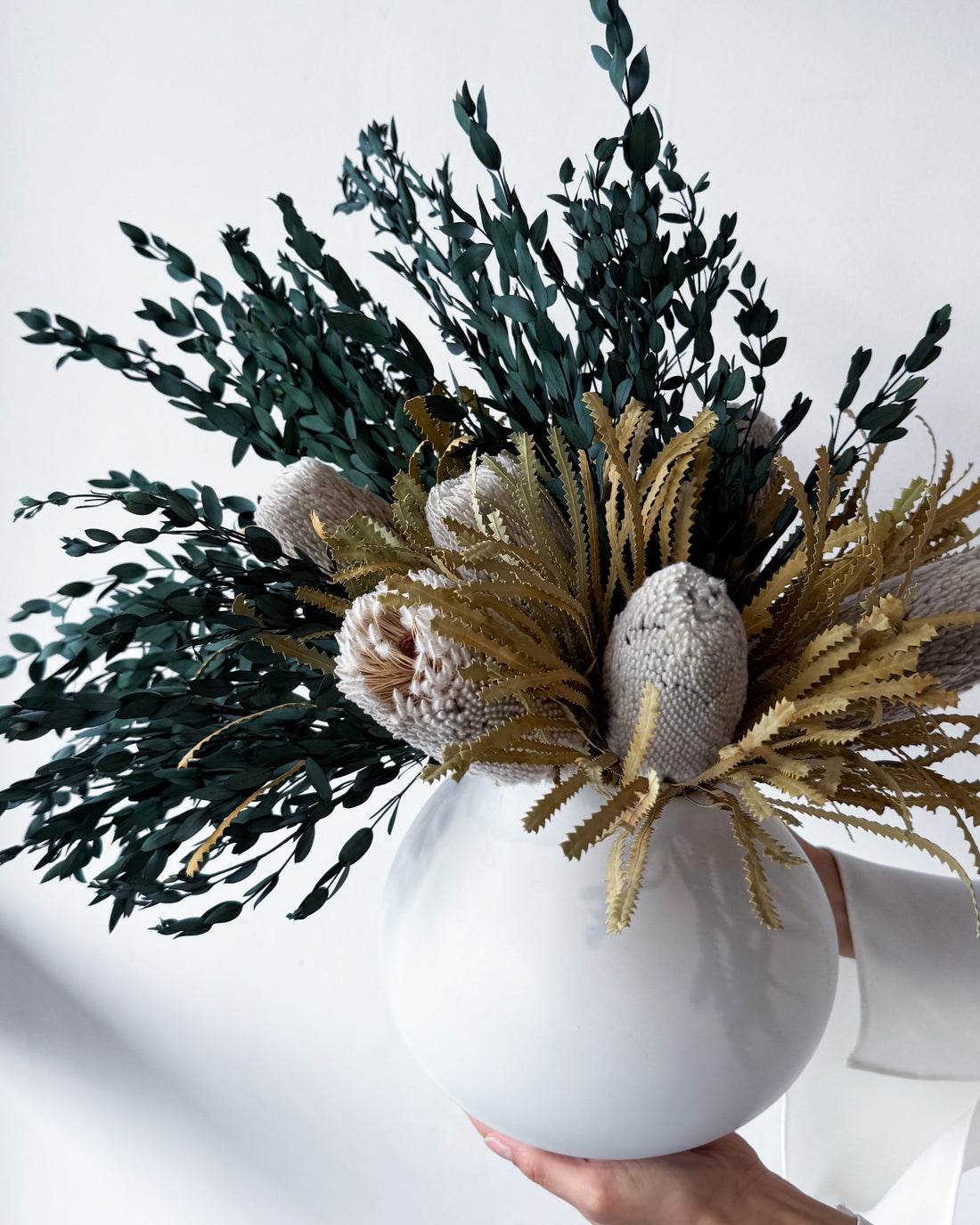 LUCY PRESERVED ARRANGEMENT IN LOTUS CERAMIC VASE