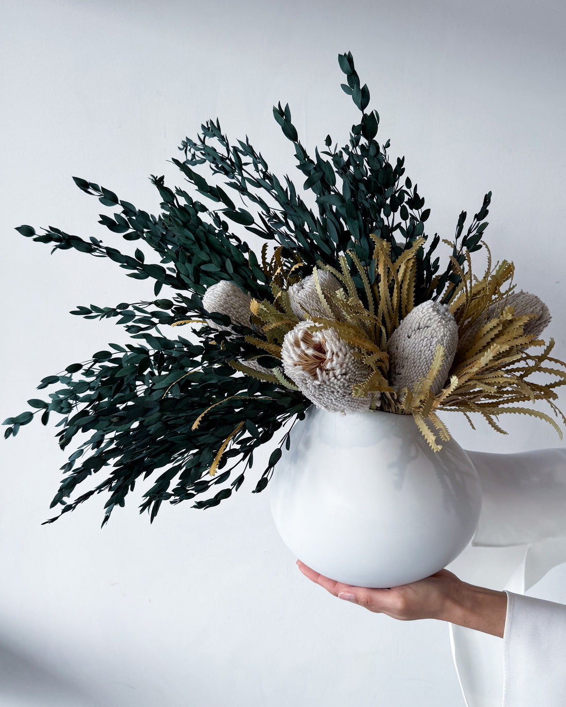LUCY PRESERVED ARRANGEMENT IN LOTUS CERAMIC VASE