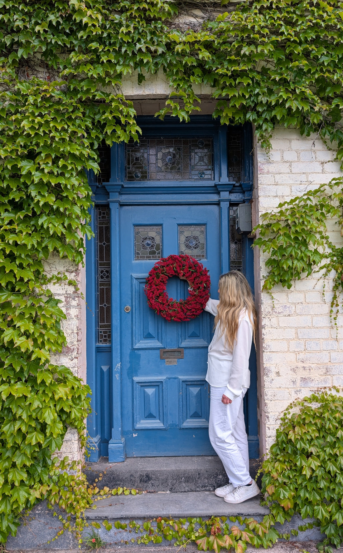 PRESERVED RICE FLOWER CHRISTMAS WREATH | DEEP RED