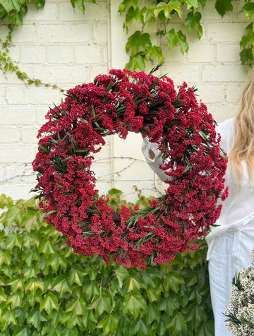 PRESERVED RICE FLOWER CHRISTMAS WREATH | DEEP RED