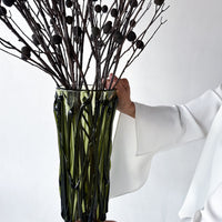 OLIVE | FAUX BERRY POD BRANCHES EN MASSE IN YAFEU VESSEL TALL GREEN