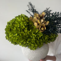 EDEN DRIED AND PRESERVED FLOWER ARRANGEMENT IN TAGEA VASE - LARGE LEAF GREEN