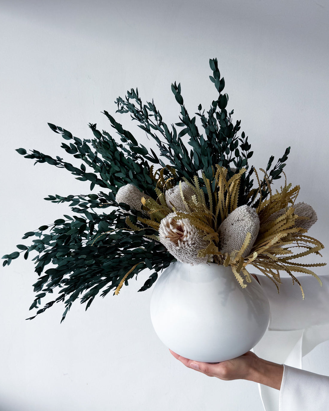 LUCY PRESERVED ARRANGEMENT IN LOTUS CERAMIC VASE