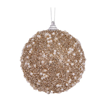 CHAMPAGNE GLITTERED PEARL BAUBLE