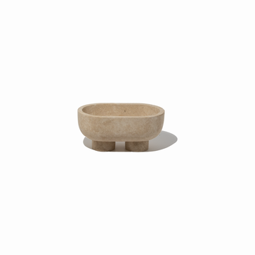CoTHEORY | MUSE FOOTED OVAL TRAY - BEIGE TRAVERTINE