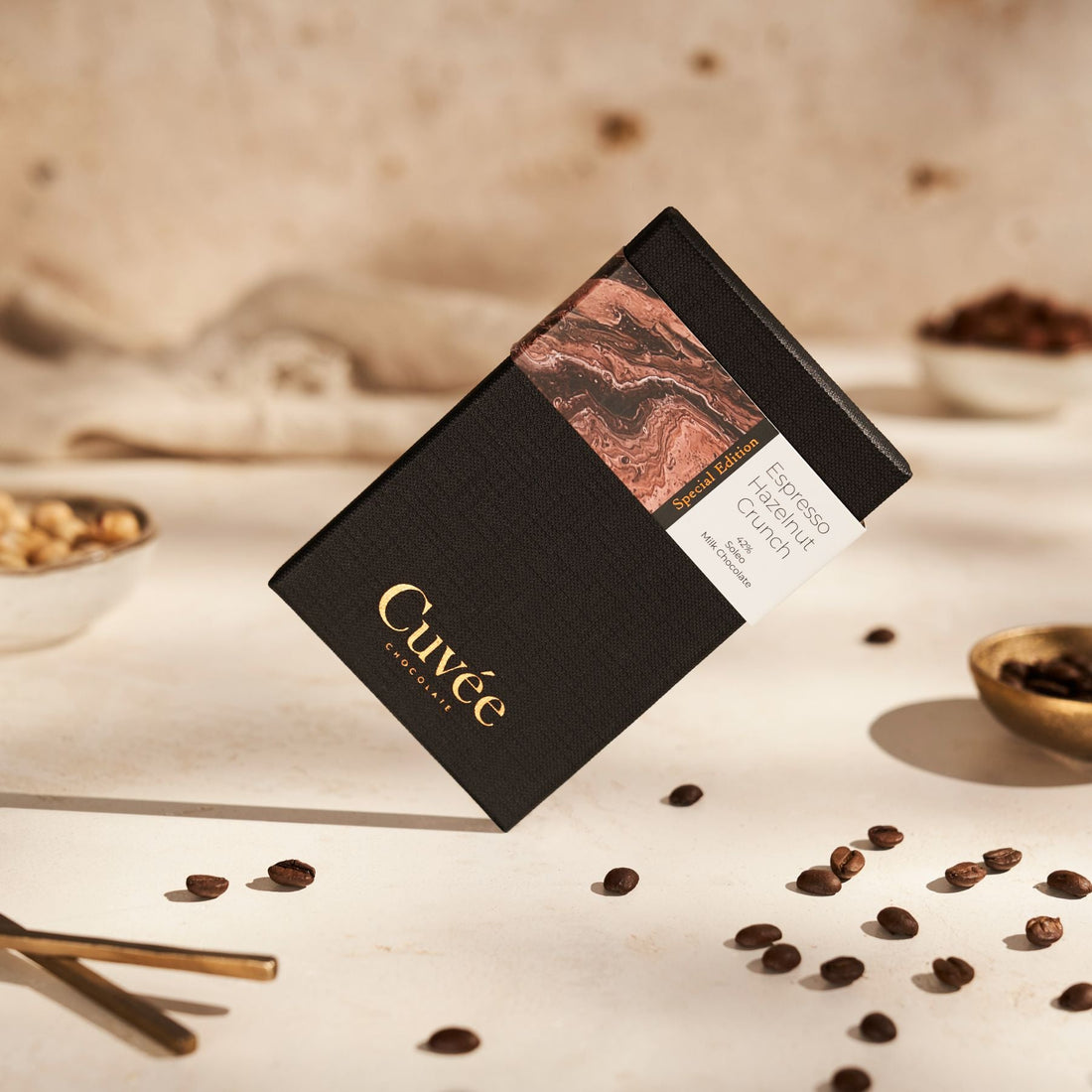Cuvée Espresso Hazelnut Crunch 42% milk chocolate bar