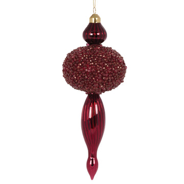 EXQUISITE ROUND BEADED BURGUNDY  FINIAL