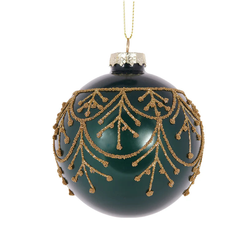 EMERALD DECO PIPED BAUBLE