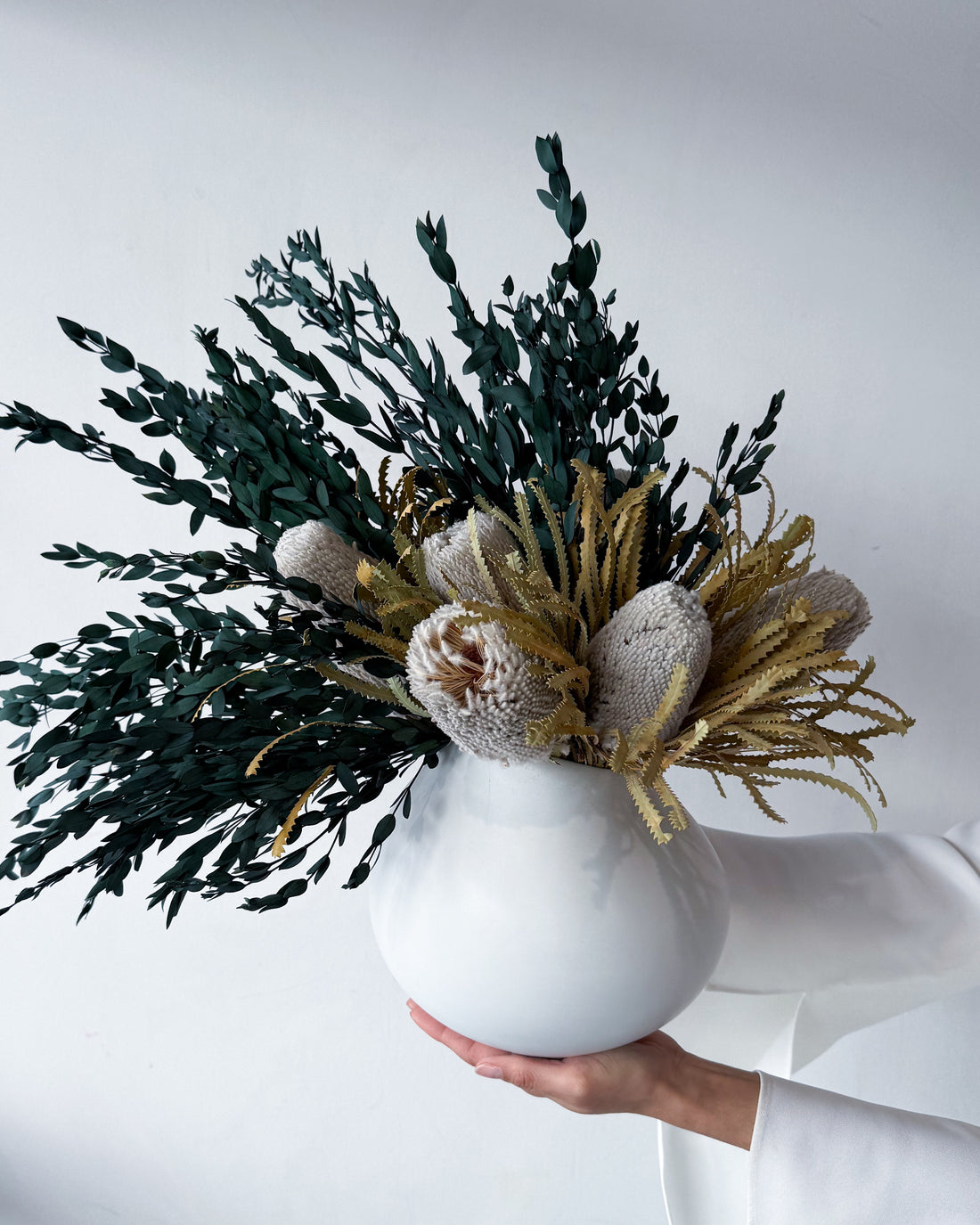LUCY PRESERVED ARRANGEMENT IN LOTUS CERAMIC VASE
