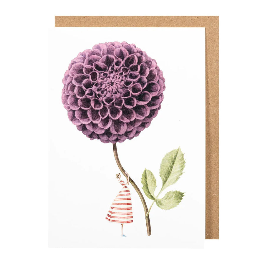 LAURA STODDART PURPLE DAHLIA GREETING CARD