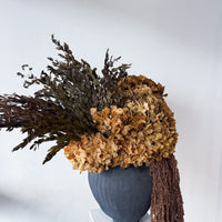 VALENTINA preserved natural hydrangea and amaranthus arrangement in black Sintra vessel