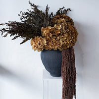 VALENTINA preserved natural hydrangea and amaranthus arrangement in black Sintra vessel