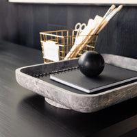 CoTHEORY | ARCHITECT FOOTED LETTER TRAY - TUNDRA GREY MARBLE