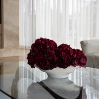 CHARLOTTE BURGUNDY PRESERVED HYDRANGEAS IN COSSE BOWL