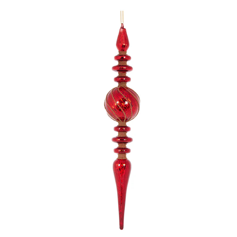 XL GLASS RED BEADED FINIAL