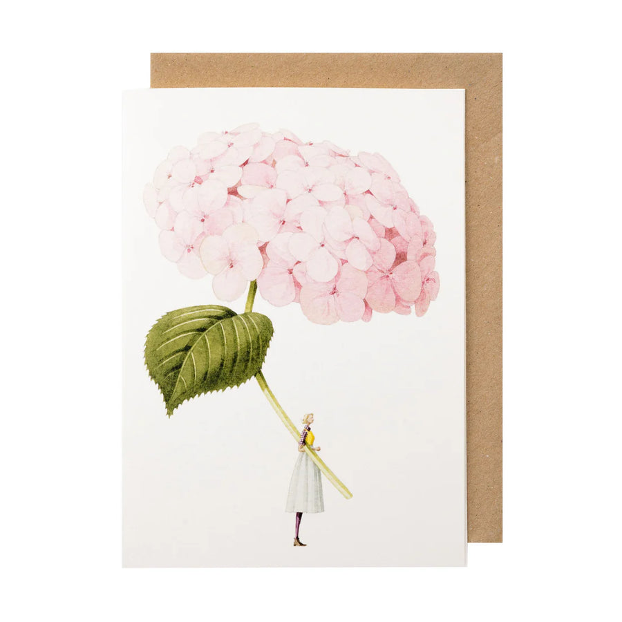 LAURA STODDART PALE-PINK HYDRANGEA GREETING CARD