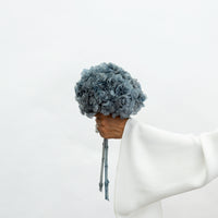 PRESERVED HYDRANGEA STEM I DEEP GREY-BLUE I LARGE-LEAF