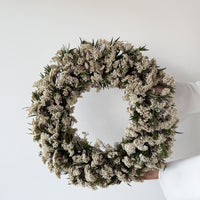 PRESERVED RICE FLOWER CHRISTMAS WREATH - IVORY