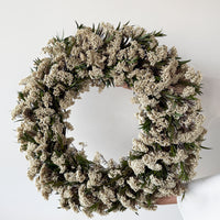 PRESERVED RICE FLOWER CHRISTMAS WREATH - IVORY