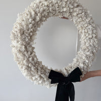 PRESERVED MOSS CHRISTMAS WREATH WITH DOUBLE BLACK VELVET BOW