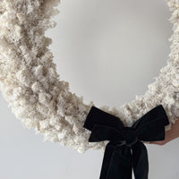 PRESERVED MOSS CHRISTMAS WREATH WITH DOUBLE BLACK VELVET BOW