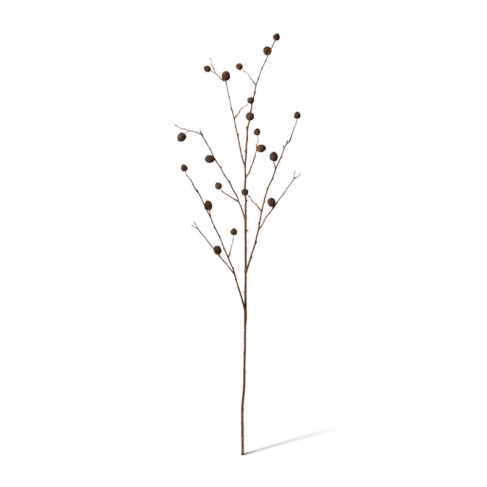 Faux berry pod branch in dark brown by The Palmier