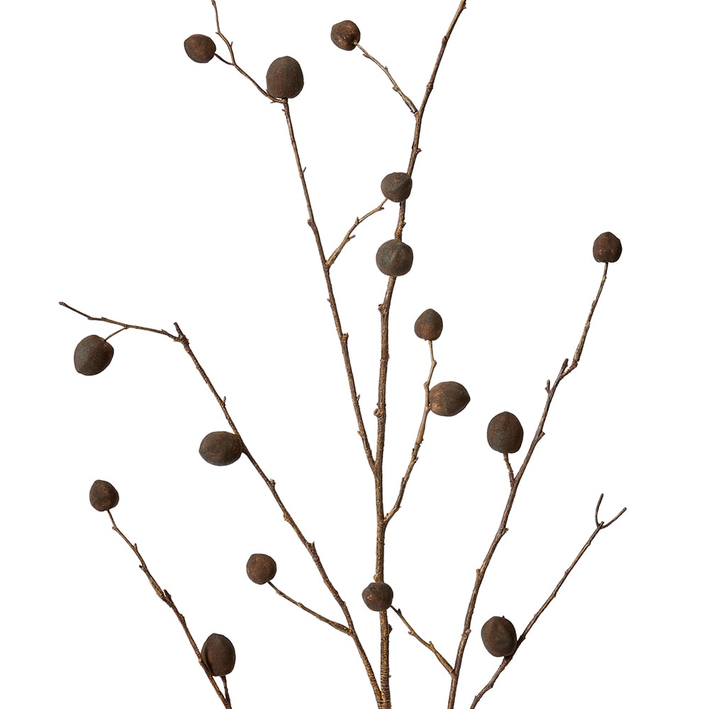 Faux berry pod branch dark brown, detail